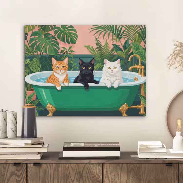Badkamer - Kattenparade - Kleurrijk PET vilt klein -sfeer1
