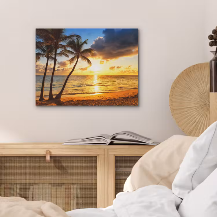 Strand - Horizon - Zonsondergang - Palmboom - Zee PET vilt klein -sfeer3