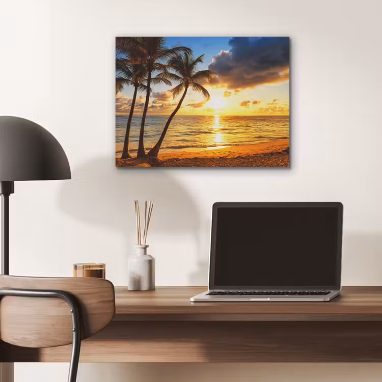 Strand - Horizon - Zonsondergang - Palmboom - Zee PET vilt klein -sfeer5