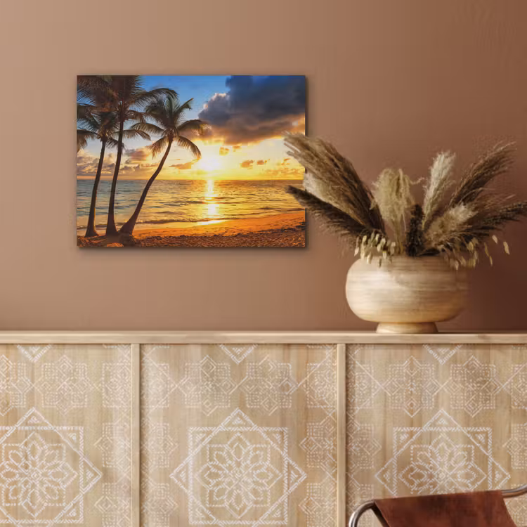 Strand - Horizon - Zonsondergang - Palmboom - Zee PET vilt klein -sfeer4