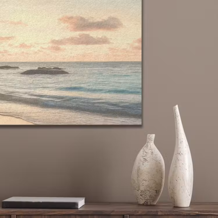 Strand - Palmbomen - Oceaan - Zonsondergang PET vilt middel -sfeer6_closeup