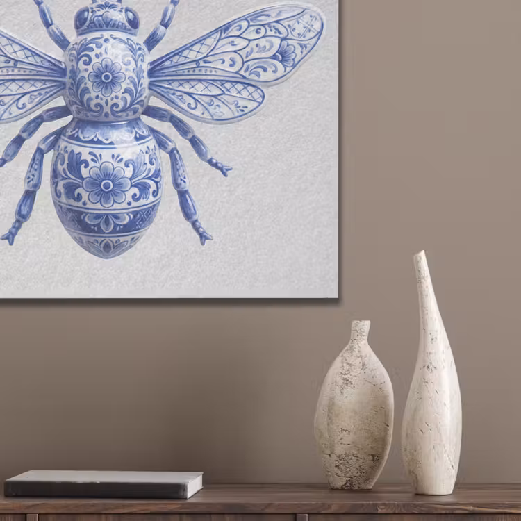 Bij - Modern - Delfts - Blauw PET vilt klein -sfeer6_closeup