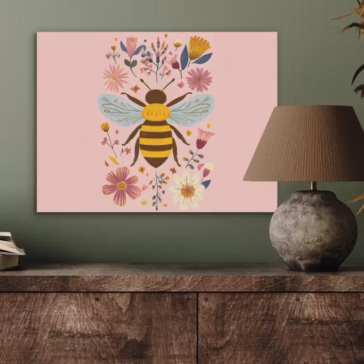 Bij - Geel - Bloemen - Kleurrijk PET vilt klein -sfeer2
