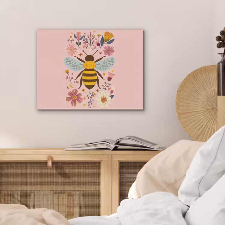 Bij - Geel - Bloemen - Kleurrijk PET vilt klein -sfeer3