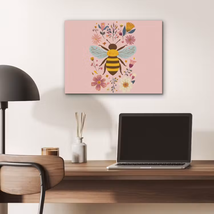 Bij - Geel - Bloemen - Kleurrijk PET vilt klein -sfeer5
