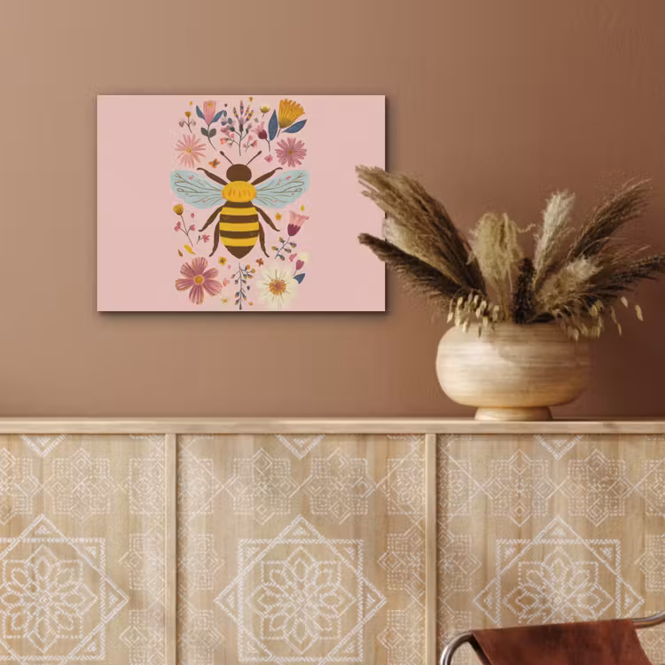 Bij - Geel - Bloemen - Kleurrijk PET vilt klein -sfeer4