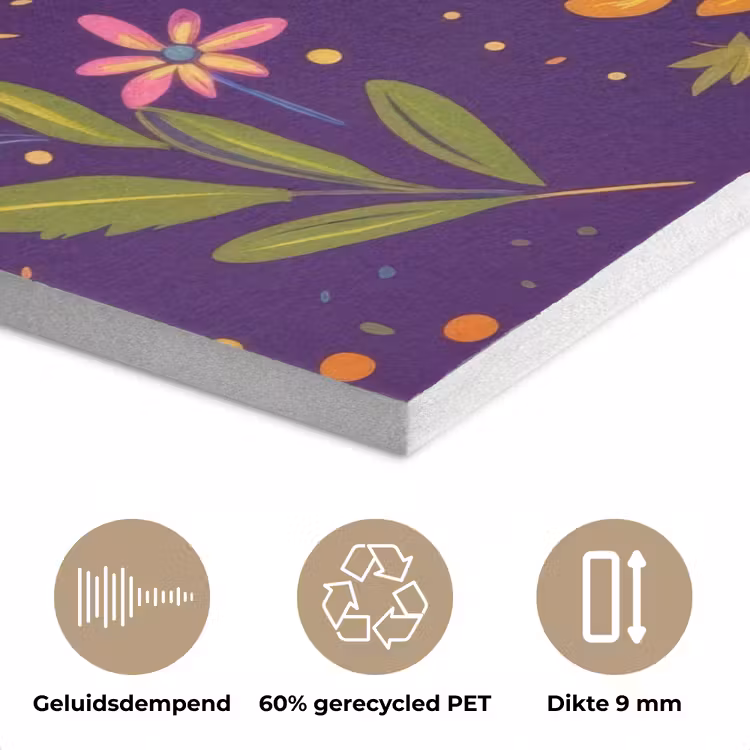 Kever - Felgekleurd - Bloemen - Bladeren PET vilt klein -closeup_NL