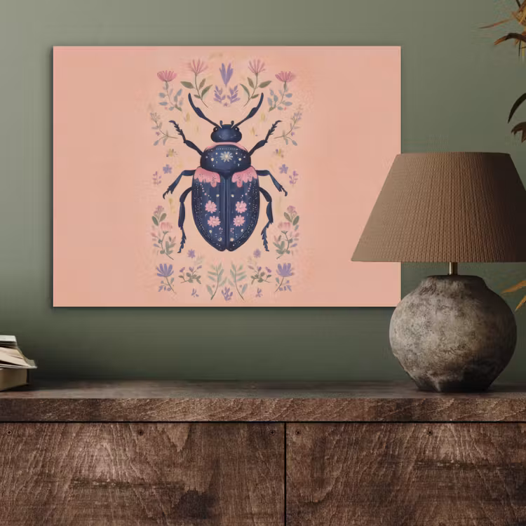 Kever - Donkerblauw - Bloemen - Sierlijk PET vilt klein -sfeer2