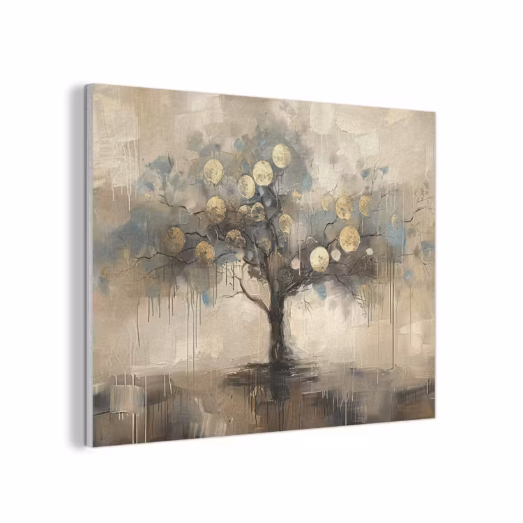 Beige - Abstract - Boom - Goud PET vilt klein -3d