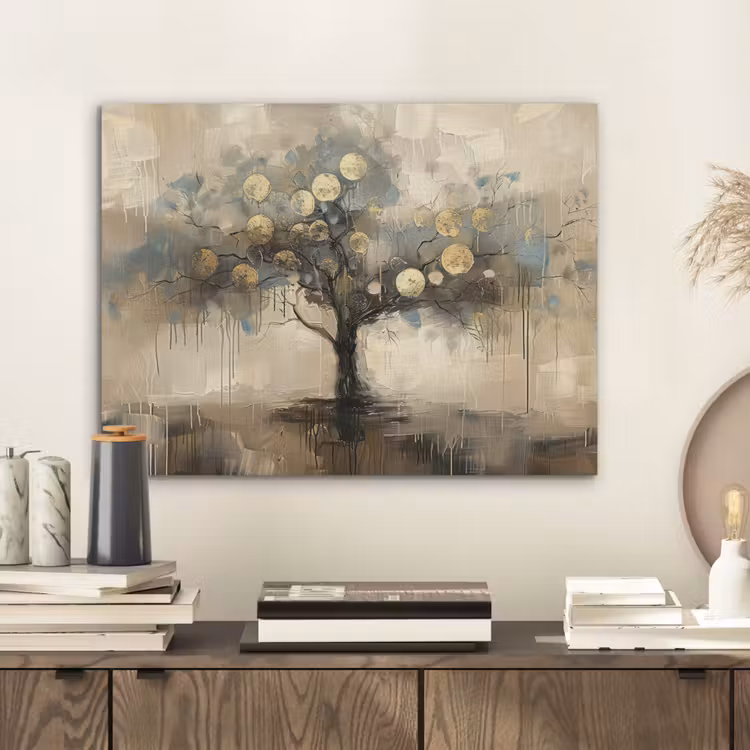 Beige - Abstract - Boom - Goud PET vilt klein -sfeer1