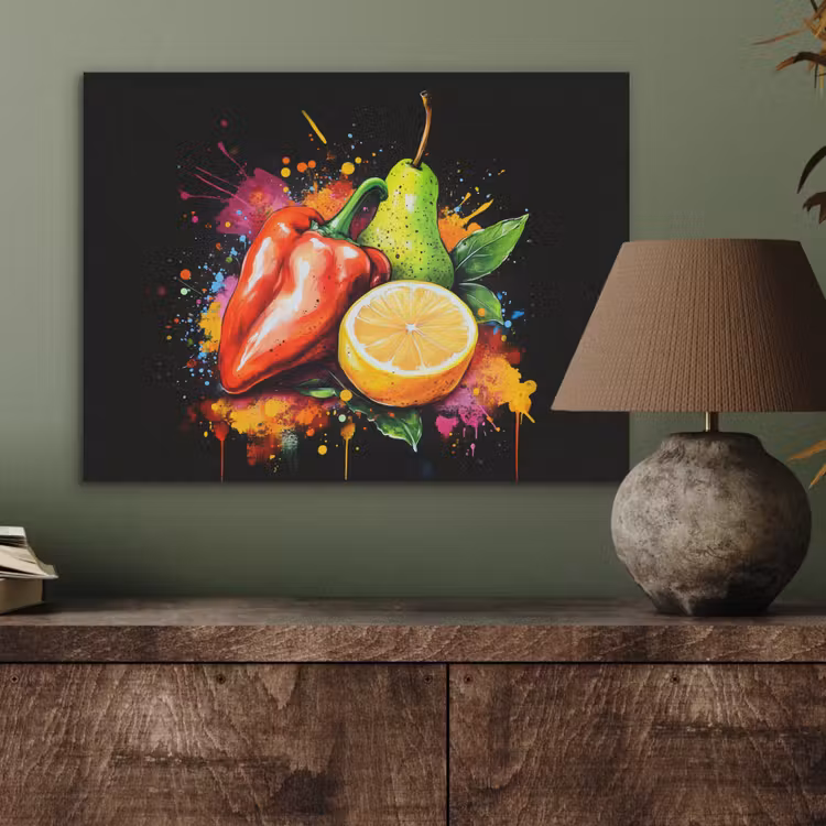 Paprika - Peer - Citroen - Graffiti - Verf - Abstract PET vilt klein -sfeer2