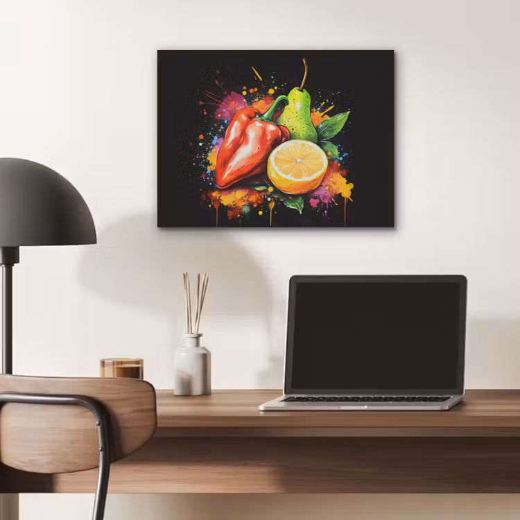 Paprika - Peer - Citroen - Graffiti - Verf - Abstract PET vilt klein -sfeer5