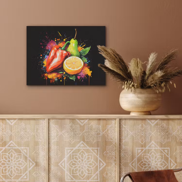 Paprika - Peer - Citroen - Graffiti - Verf - Abstract PET vilt klein -sfeer4