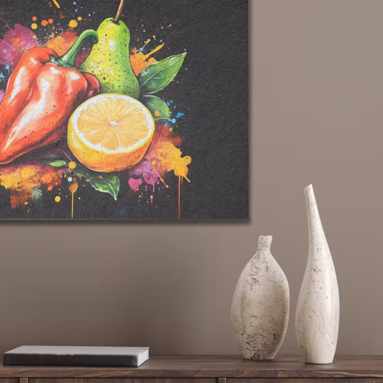 Paprika - Peer - Citroen - Graffiti - Verf - Abstract PET vilt klein -sfeer6_closeup