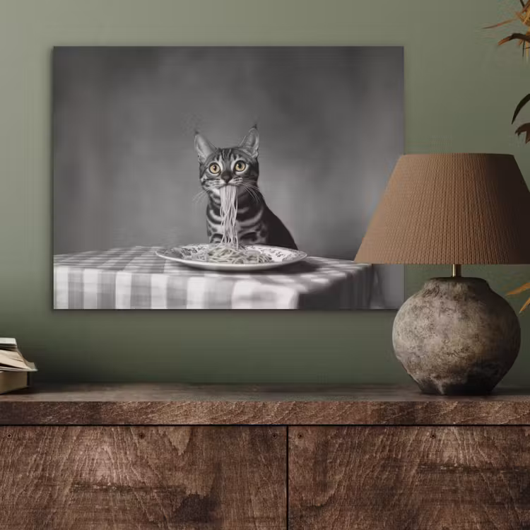 Bengaal - Kat - Tafelkleed - Zwart - Wit - Dier PET vilt klein -sfeer2
