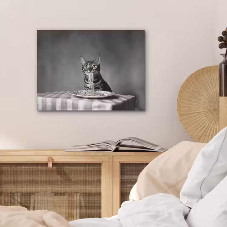 Bengaal - Kat - Tafelkleed - Zwart - Wit - Dier PET vilt klein -sfeer3
