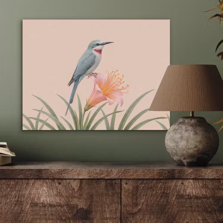 Vogel - Bloem - Natuur - Roze PET vilt klein -sfeer2