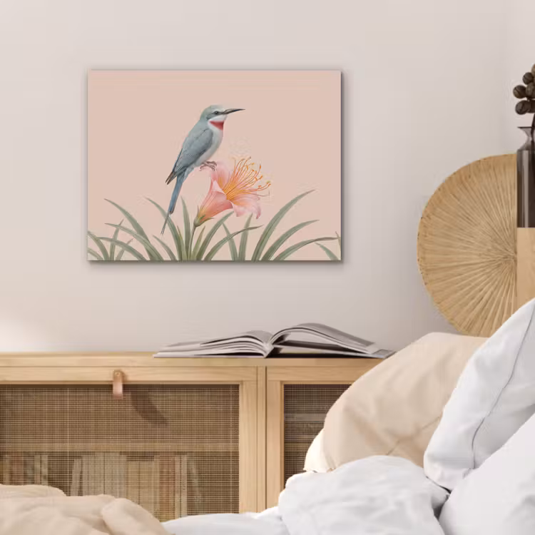 Vogel - Bloem - Natuur - Roze PET vilt klein -sfeer3