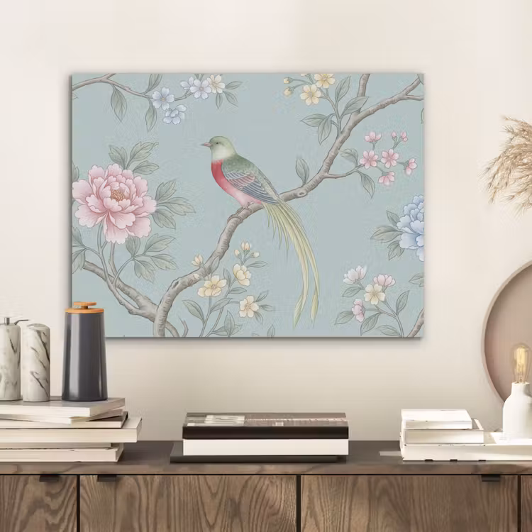 Vogel - Bloemen - Kleurrijk PET vilt klein -sfeer1