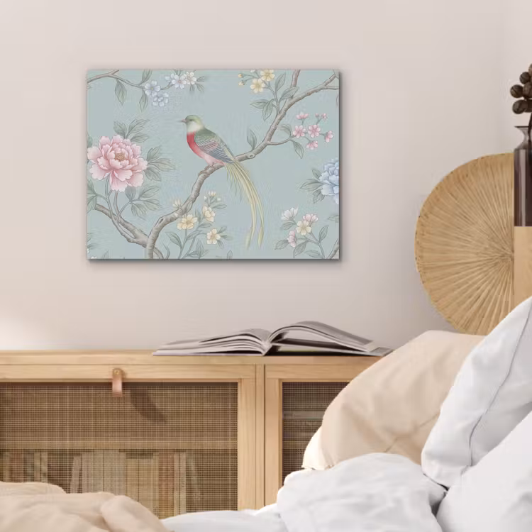 Vogel - Bloemen - Kleurrijk PET vilt klein -sfeer3