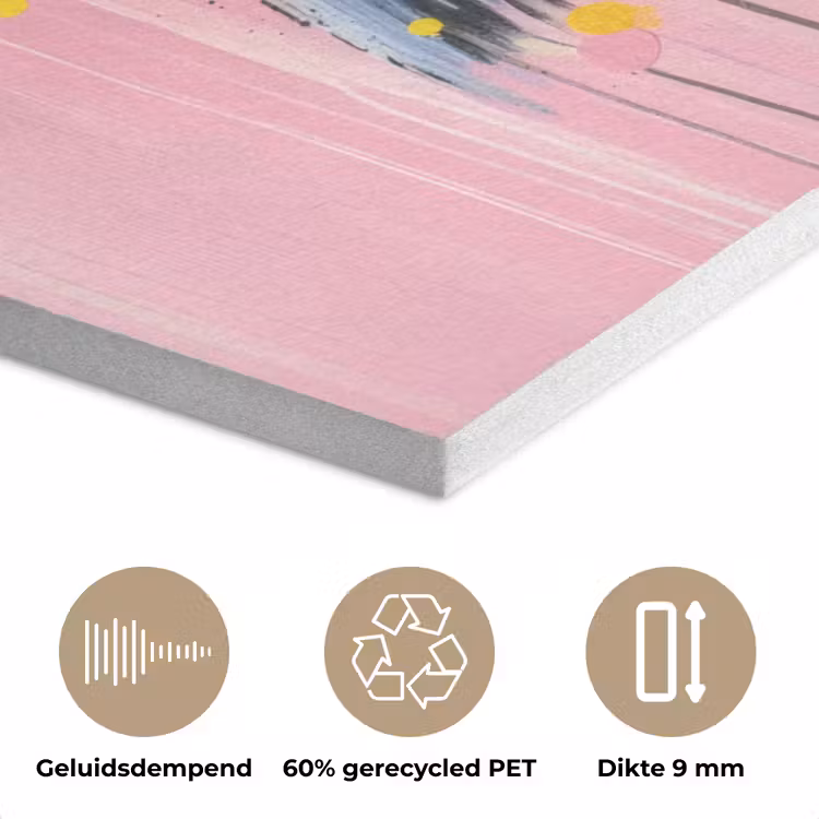 Vogel - Roze - Geel - Blauw PET vilt klein -closeup_NL
