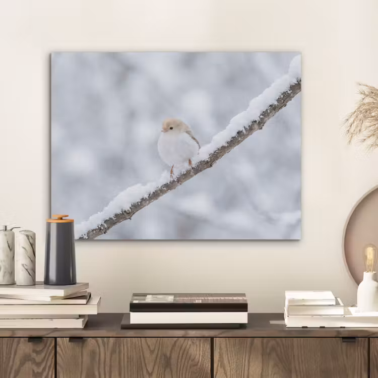 Vogeltje - Sneeuw - Tak - Winter - Zacht PET vilt klein -sfeer1