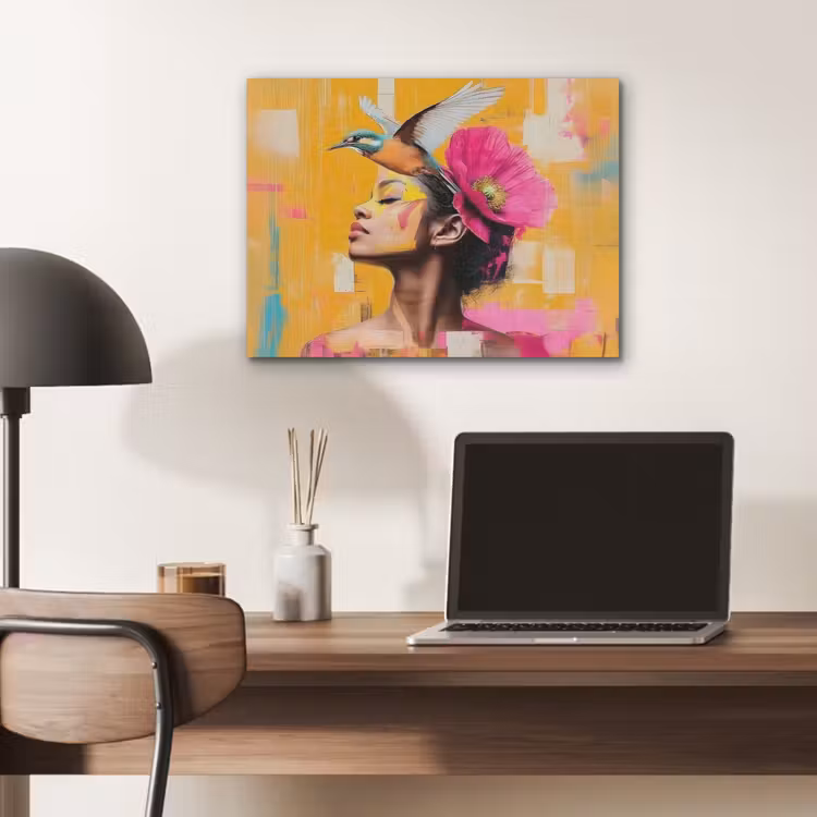 Vogel - Vrouw - Abstract - Bloem PET vilt klein -sfeer5