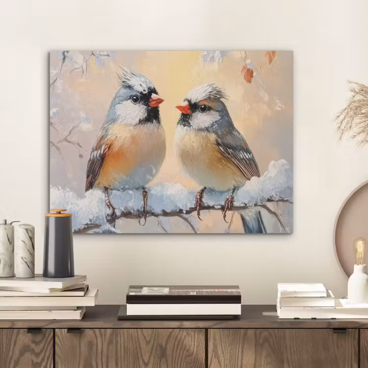 Vogels - Tak - Winter - Sneeuw PET vilt klein -sfeer1