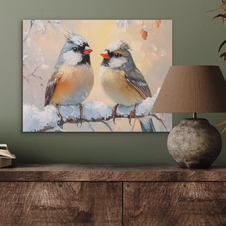 Vogels - Tak - Winter - Sneeuw PET vilt klein -sfeer2