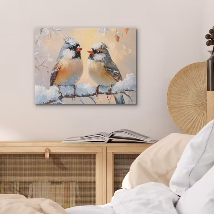 Vogels - Tak - Winter - Sneeuw PET vilt klein -sfeer3