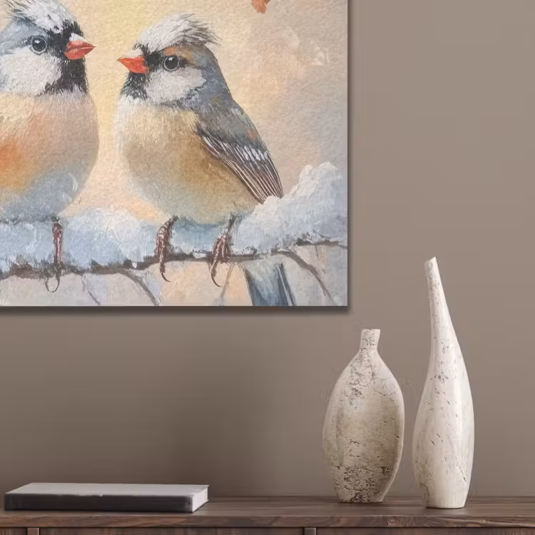 Vogels - Tak - Winter - Sneeuw PET vilt klein -sfeer6_closeup