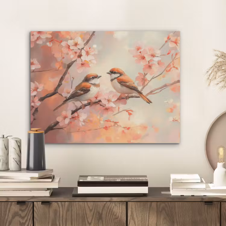 Vogels - Romantic - Bloesemtak PET vilt klein -sfeer1