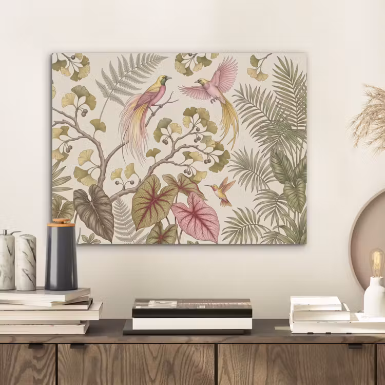 Vogels - Tropisch - Botanisch - Roze PET vilt klein -sfeer1