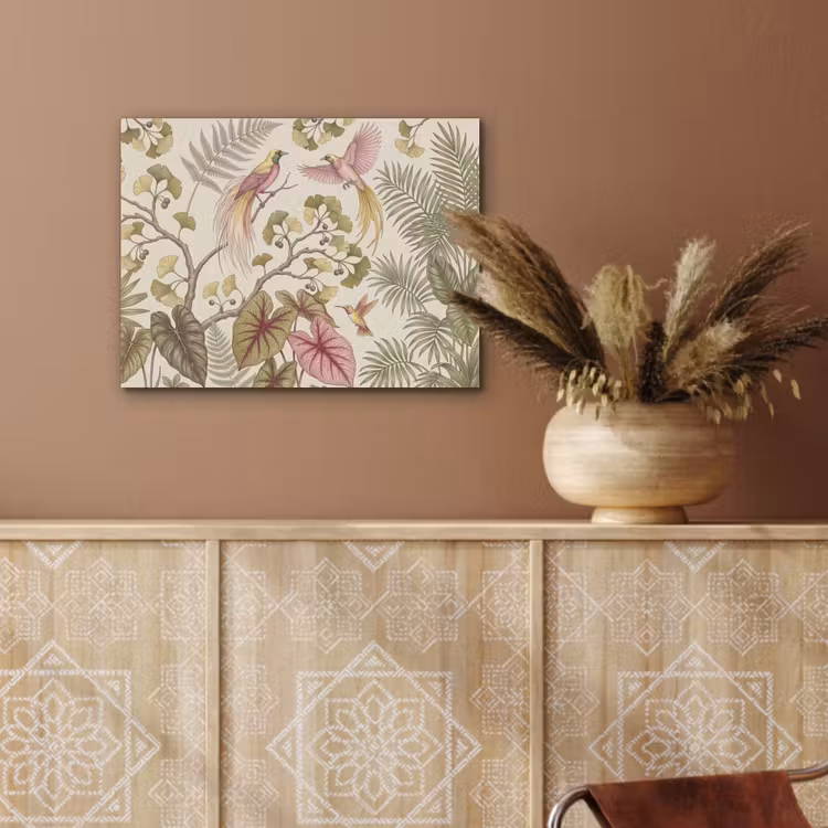 Vogels - Tropisch - Botanisch - Roze PET vilt klein -sfeer4