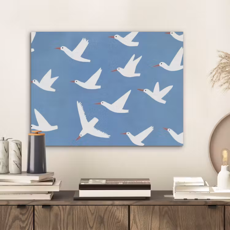 Vogels - Wit - Patroon PET vilt klein -sfeer1