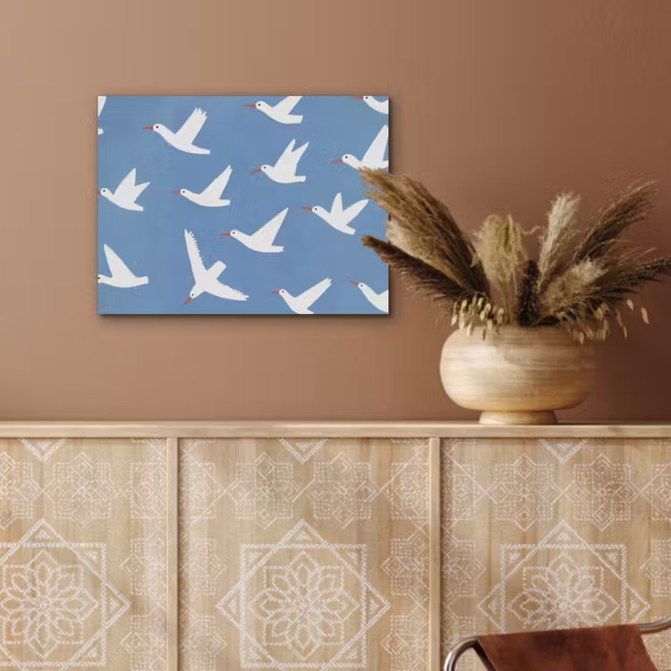 Vogels - Wit - Patroon PET vilt klein -sfeer4