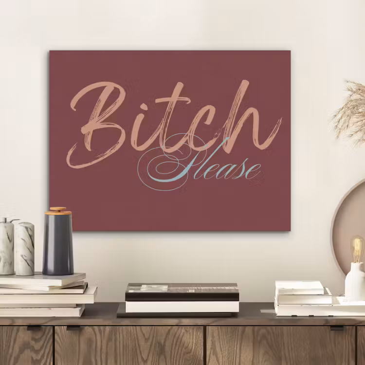 Bitch please - Rood - Blauw PET vilt klein -sfeer1