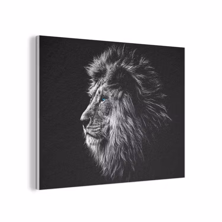 Zwart Wit - Leeuw - Kop - Dieren PET vilt klein -3d