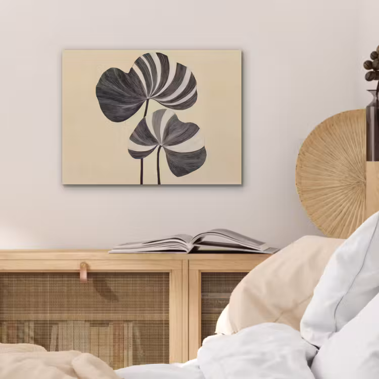 Zwart - Bladeren - Strepen - Minimalistisch PET vilt klein -sfeer3