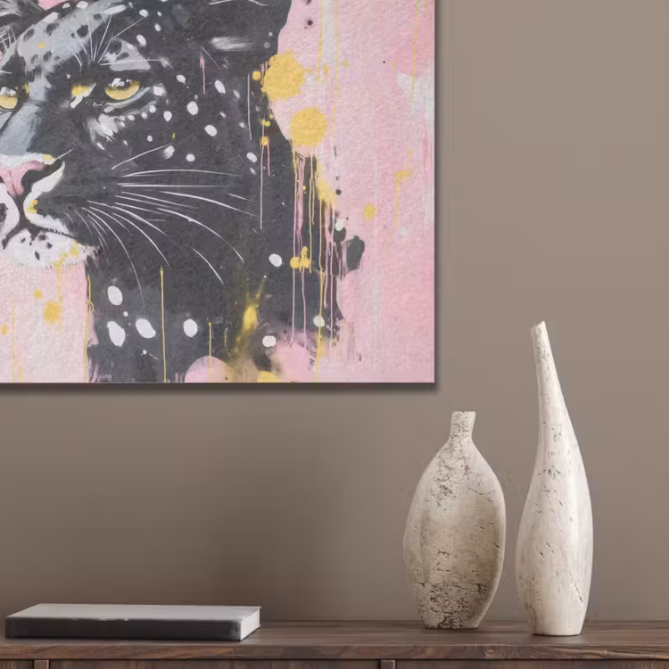 Zwart - Panter - Roze - Abstract PET vilt klein -sfeer6_closeup
