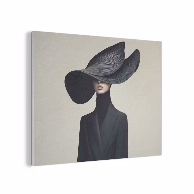 Zwart - Vrouw - Hoed PET vilt klein -3d