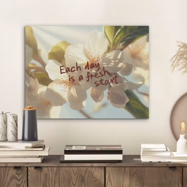 Bloesems - Zonlicht - Quote - Wit PET vilt klein -sfeer1
