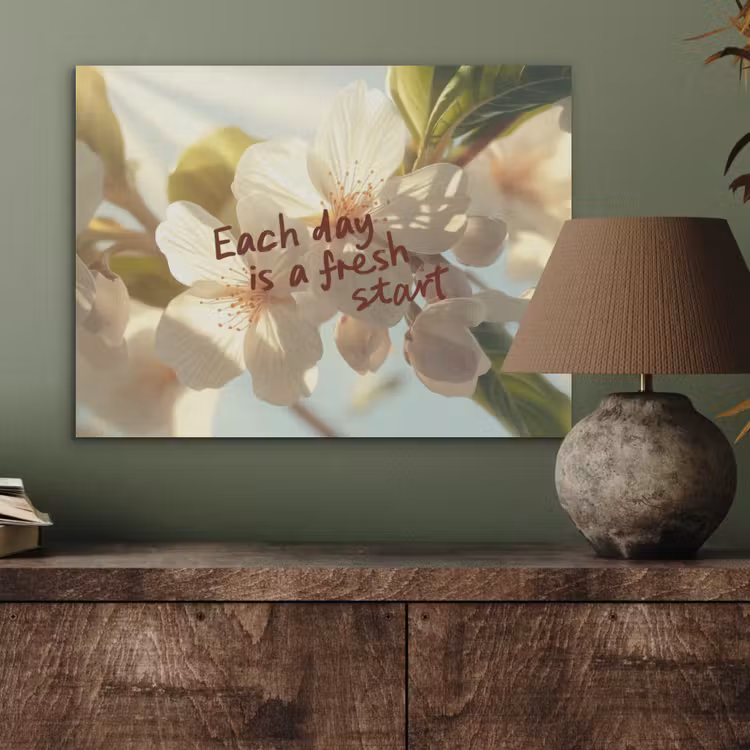 Bloesems - Zonlicht - Quote - Wit PET vilt klein -sfeer2