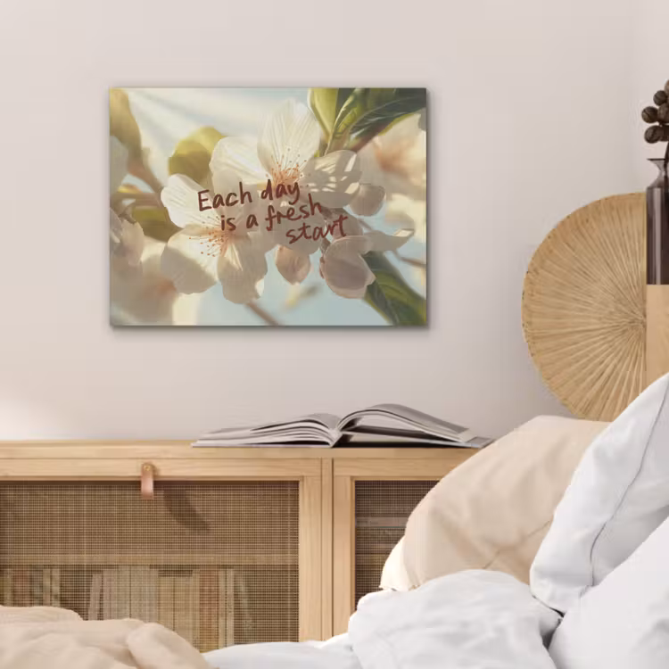 Bloesems - Zonlicht - Quote - Wit PET vilt klein -sfeer3