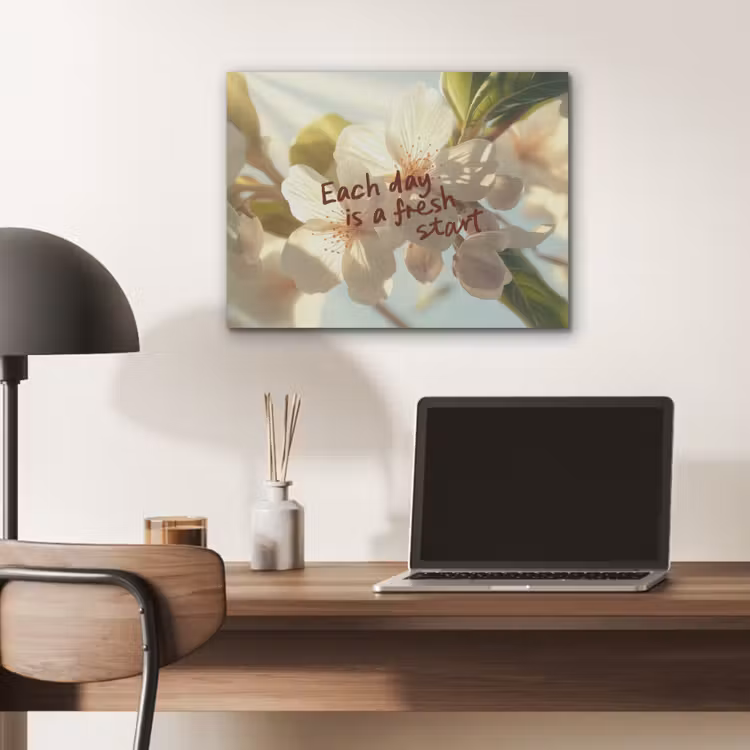 Bloesems - Zonlicht - Quote - Wit PET vilt klein -sfeer5