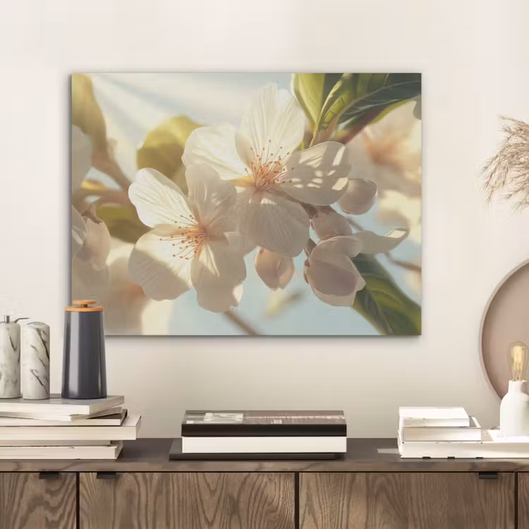 Bloesems - Wit - Zonnestralen - Bloemblaadjes PET vilt klein -sfeer1
