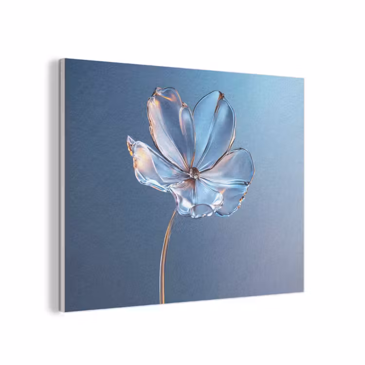 Blauw - Bloem - Glazen - Sierlijk PET vilt klein -3d