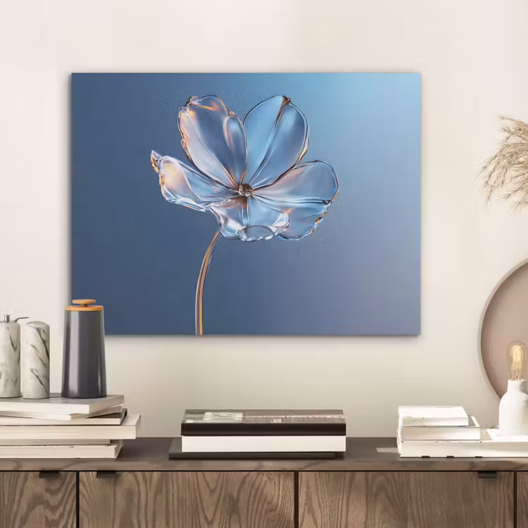 Blauw - Bloem - Glazen - Sierlijk PET vilt klein -sfeer1