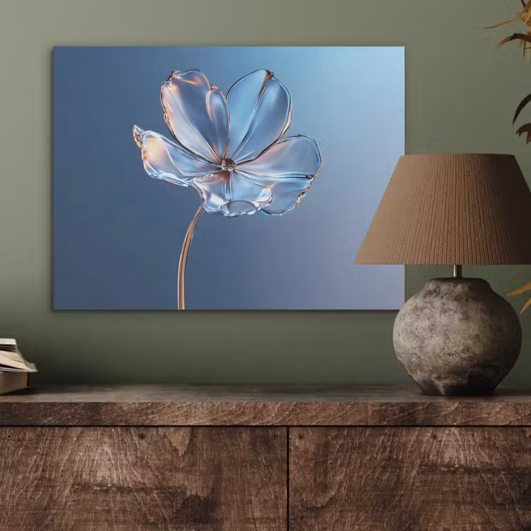 Blauw - Bloem - Glazen - Sierlijk PET vilt klein -sfeer2