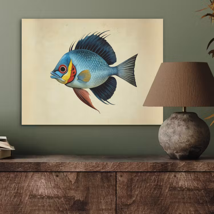 Blauw - Kieuwen - Vis - Illustratie PET vilt klein -sfeer2